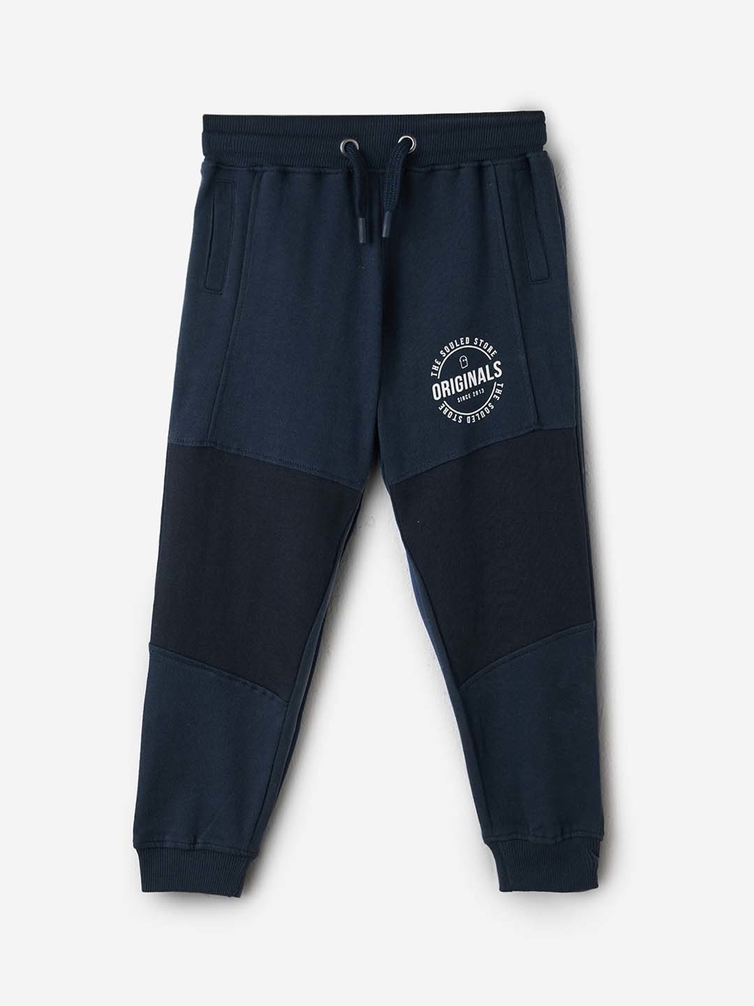 The Souled Store Kids Navy Cotton Printed Joggers