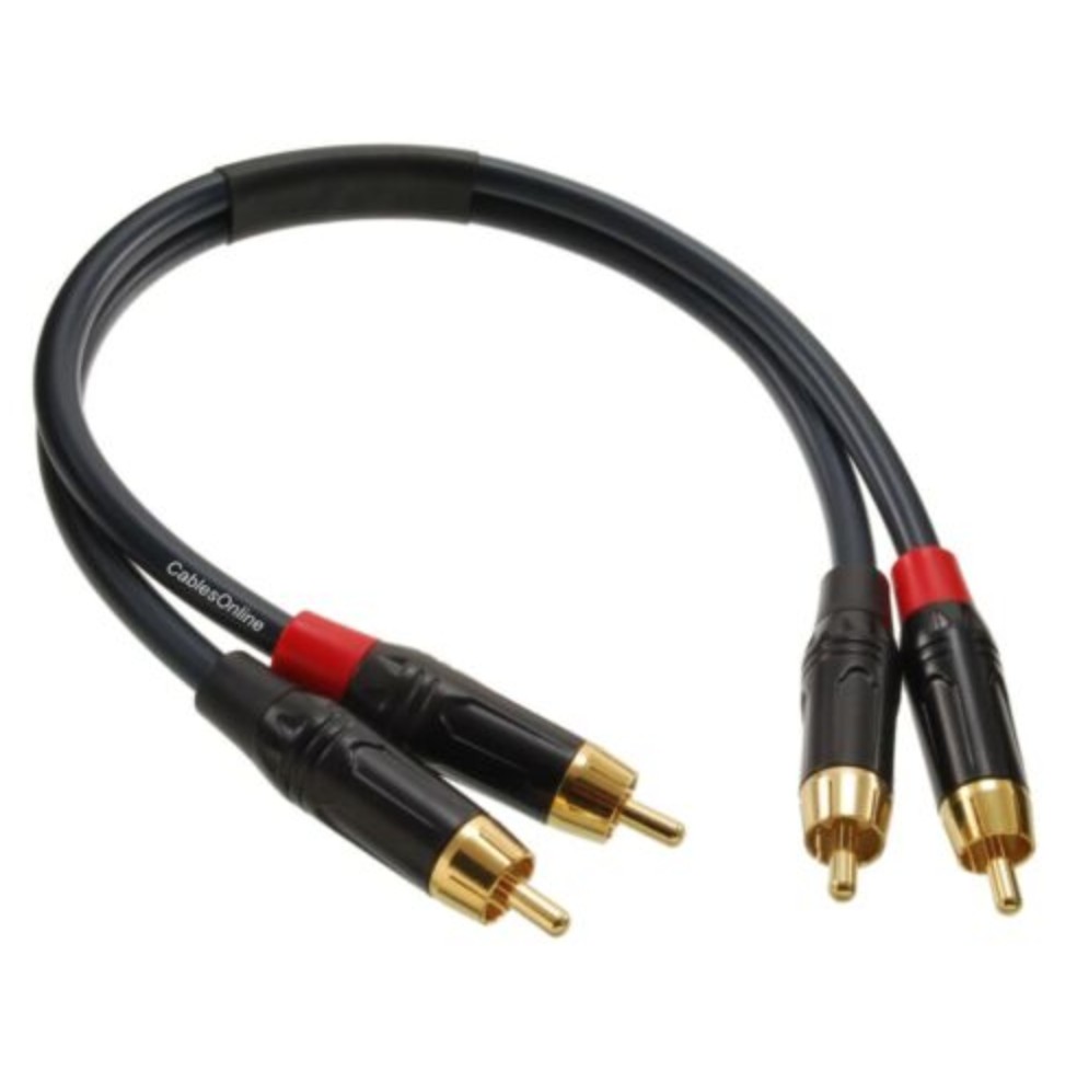 1ft 2-RCA to 2-RCA Gold-Plated Male to Male DJ/Mixer/Stereo System Audio Cable