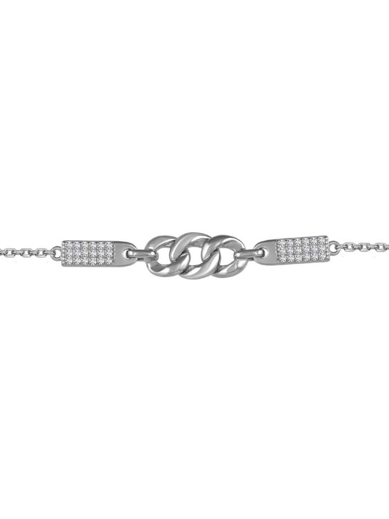 Rihi by P.C. Chandra Jewellers 92.5 Sterling Silver Link Chain Bracelet for Women & Girls