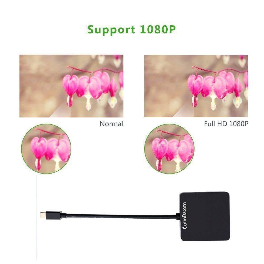 CableDeconn Mini Display Port DP (Thunderbolt Port Compatible) to DVI VGA HDMI TV AV HDTV Adapter cable 3 in1 for Mac Book