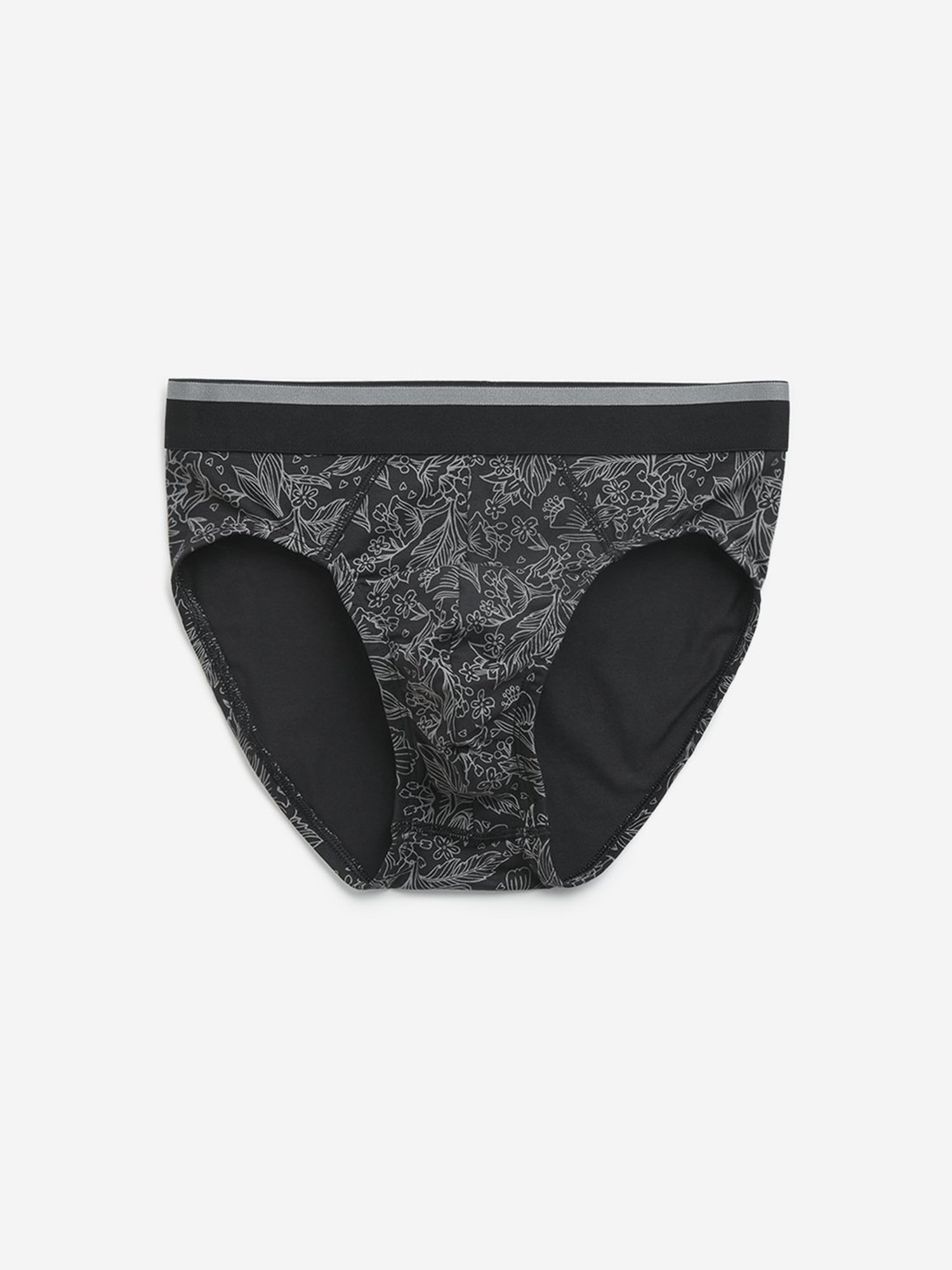 WES Lounge by Westside Black Printed Cotton Blend Briefs - Pack of 3