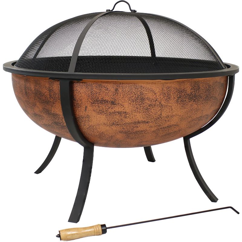 DeckMate 30371 Avondale Outdoor Backyard Patio Portable Steel Fire Bowl Fire Pit, Antiqued Copper Finish
