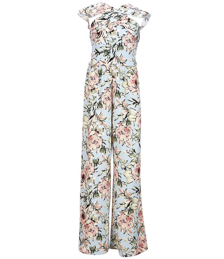 Honey And Rosie Big Girls 8-16 Cross-Top Ruffled Floral Jumpsuit