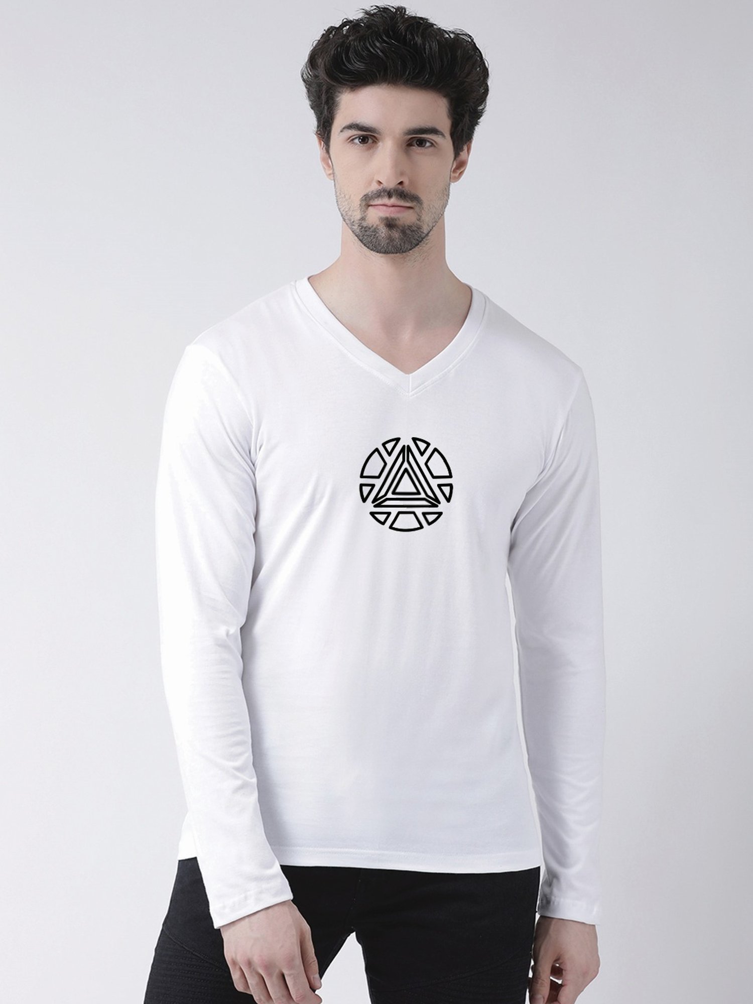 Friskers White Cotton Slim Fit Printed T-Shirt