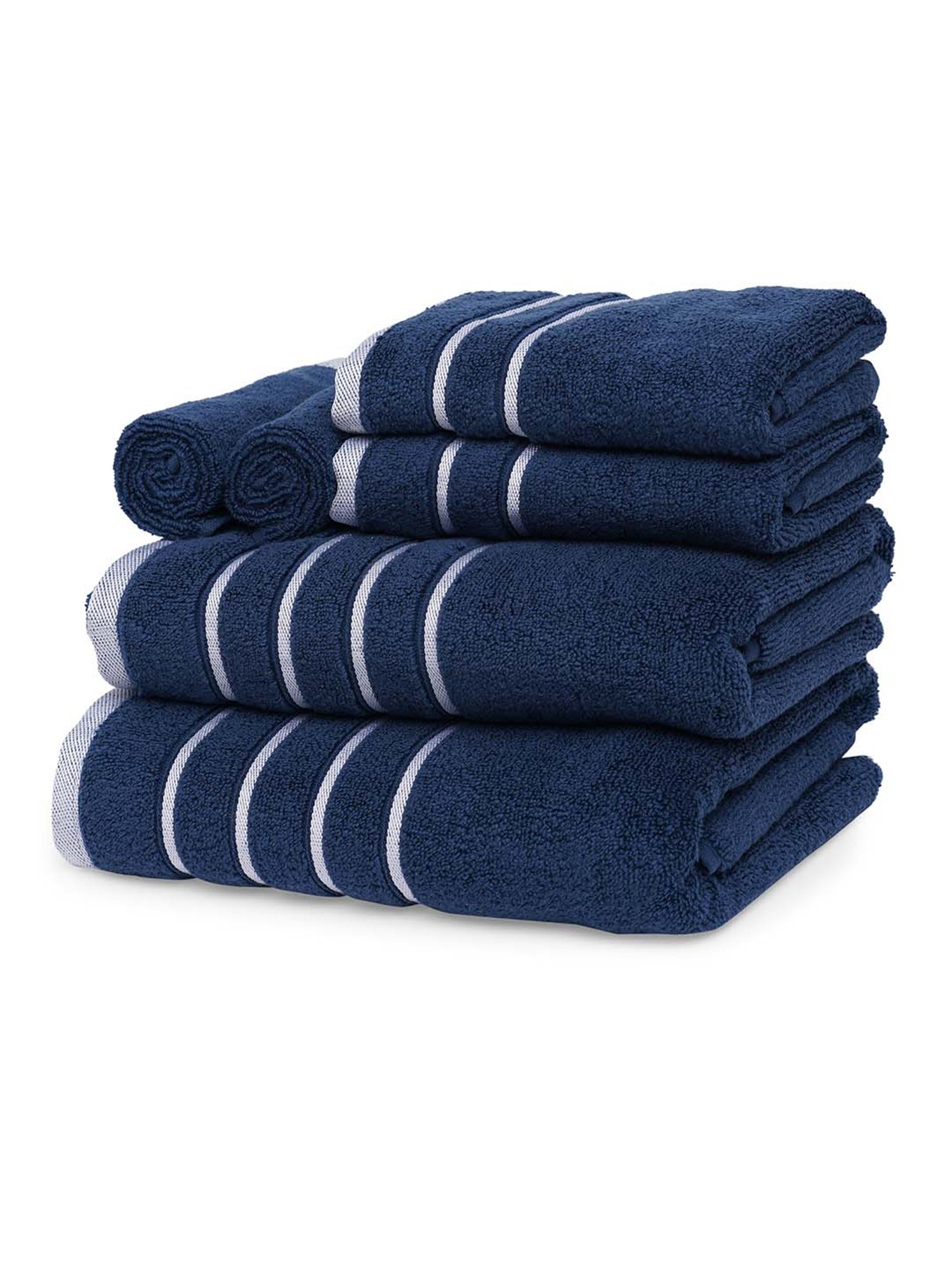 Mark Home Simply Soft Navy Cotton 500 GSM Zero Twist Anti Bacterial Bath Linen Set