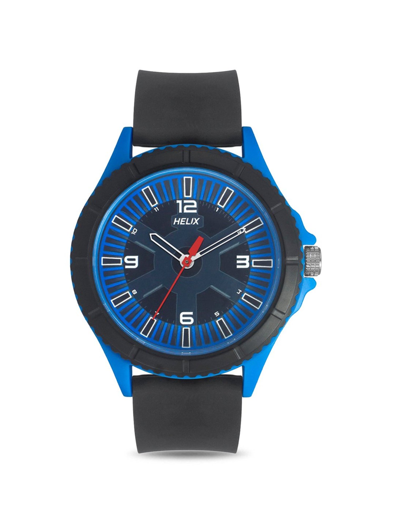 Helix By Timex Black/Blue Round Dial Analog Silicone Men Watch - TW033HG21