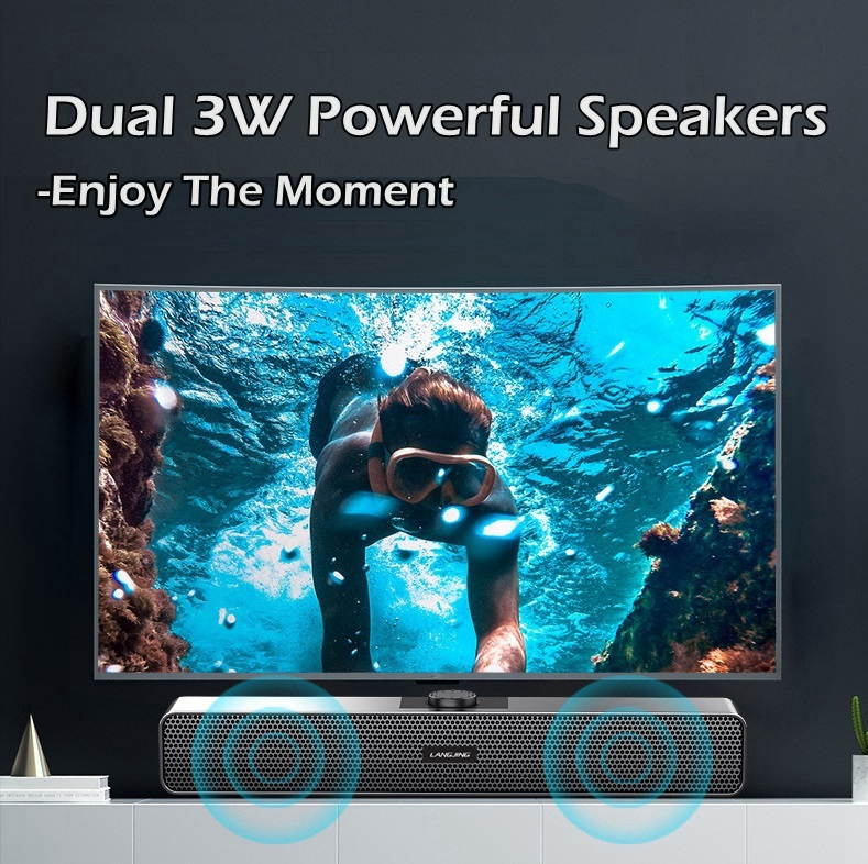 Bluetooth Computer Sound Bar, Home Theater System Wired and Wireless Soundbar Speaker, Bluetooth 5.0, 80dB, 1000mAh Baterry, Support TF Card/Wireless/AUX