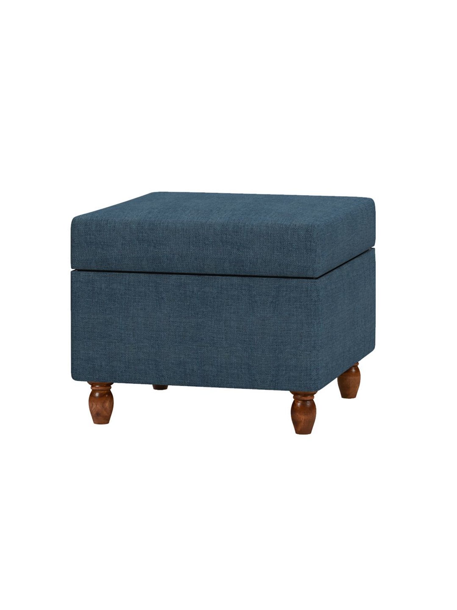 Chumbak Sailor Blue Mango Wood Modern Trunk Storage Ottoman