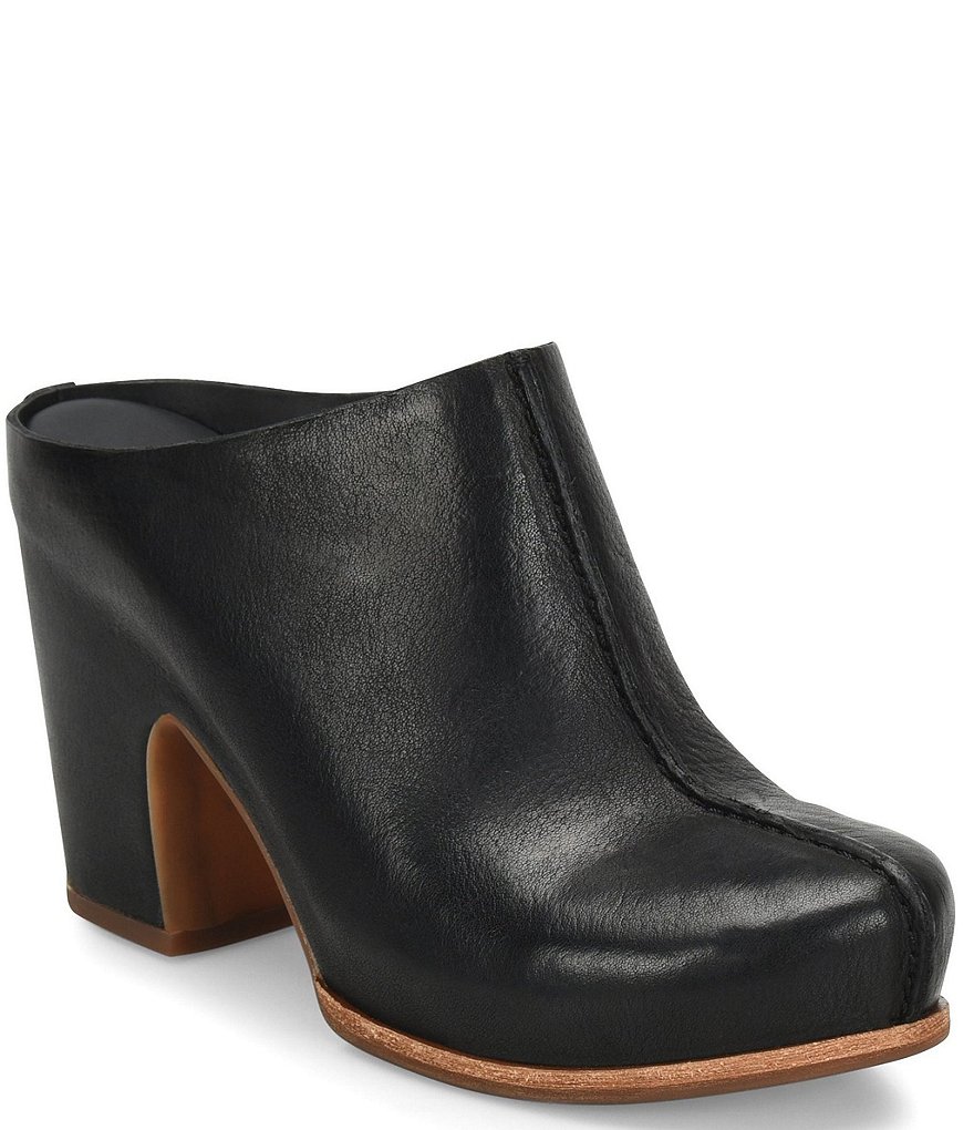 Kork-Ease Sagano Leather Block Heel Mules