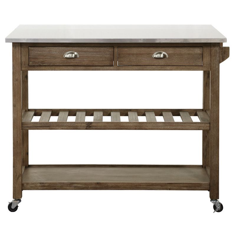 Hadley Kitchen Cart Island with Drop Down Shelf Barnwood - Boraam