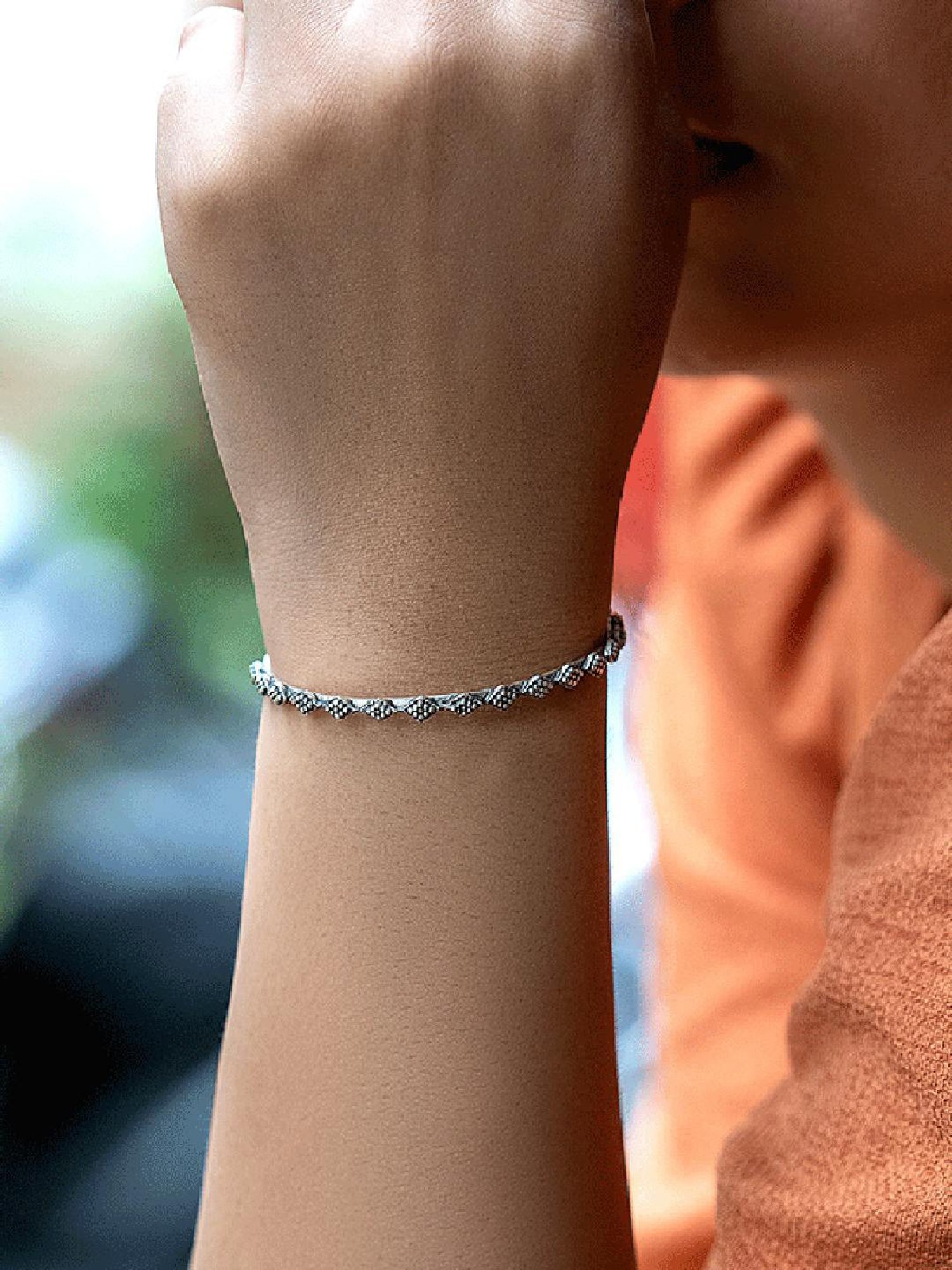 Shaya 92.5 Sterling Silver Antique Ammachis Bazaar Wala Bangle for Women