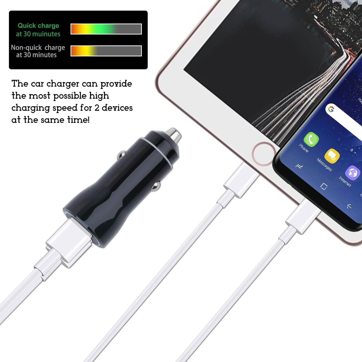 USB Car Charger, Costyle 30W Dual 2 USB Car Charger Adapter with Quick Charge QC 3.0 Port and 3.1A Port Compatible for iPhone Xs Max XR X 8 7 Plus, Galaxy S10 S9 S8 Plus, iPad Pro Air, LG, HTC (Black)