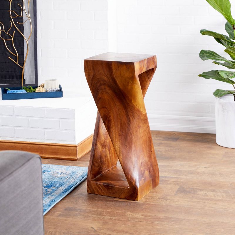 Suar Wood Square Accent Table Brown - Olivia & May