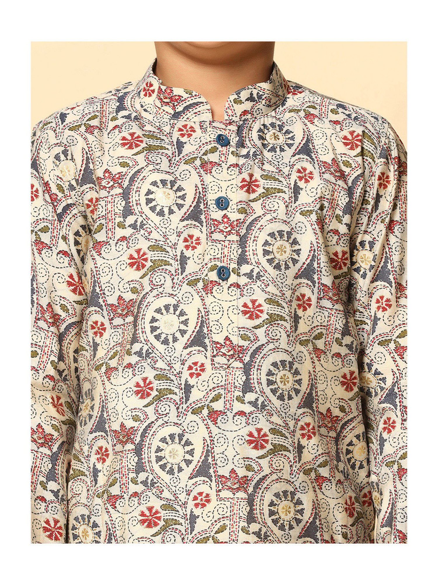 KISAH Boys Multicolor Printed Full Sleeves Kurta