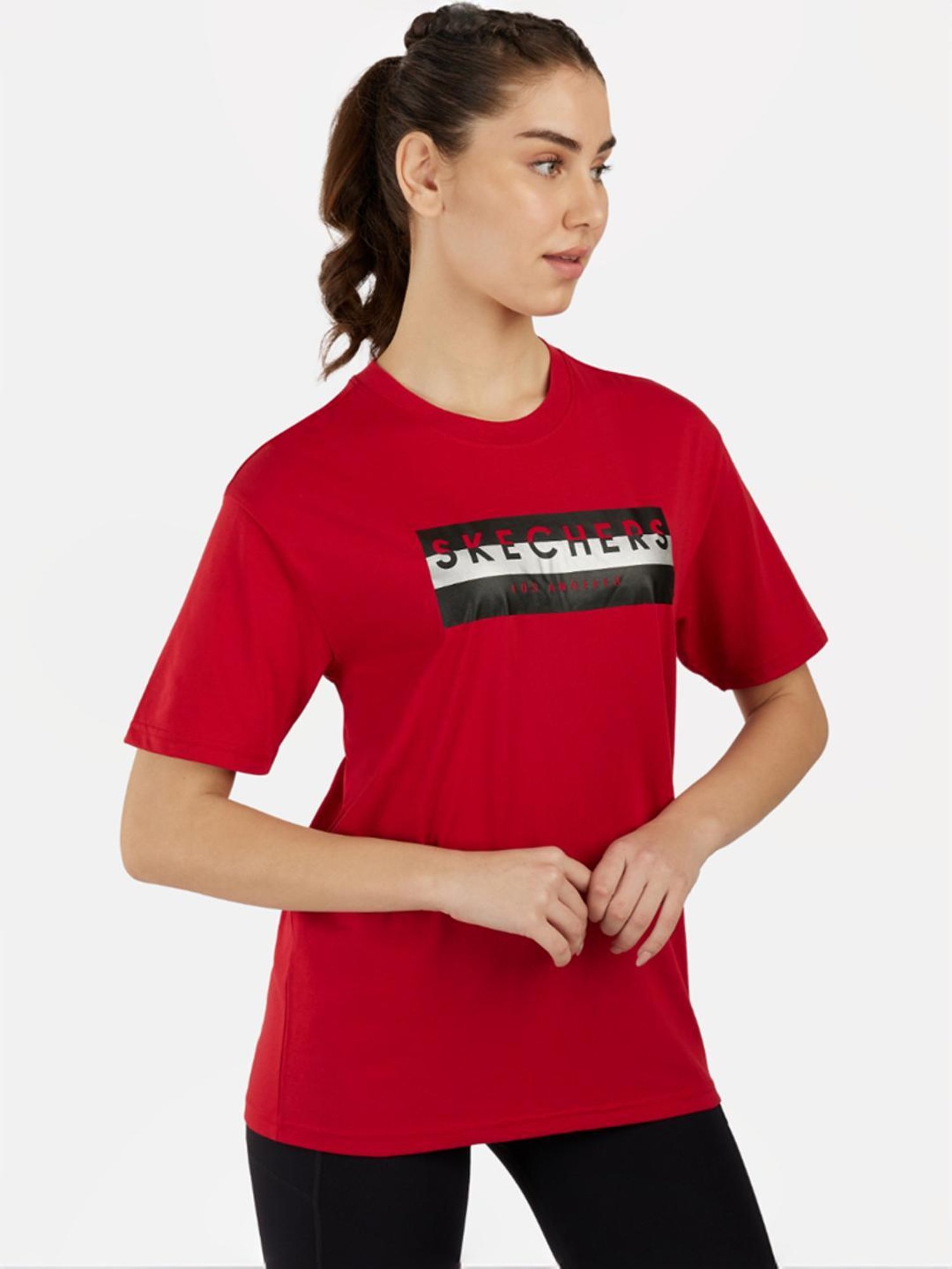 Skechers Red Printed Sports T-Shirt