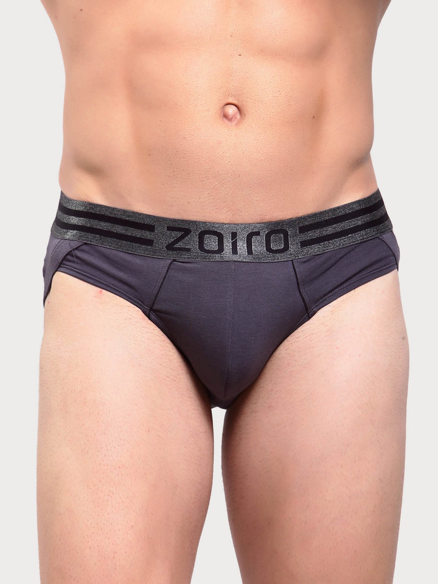 Zoiro Charcoal & Black Regular Fit Briefs - Pack Of 2