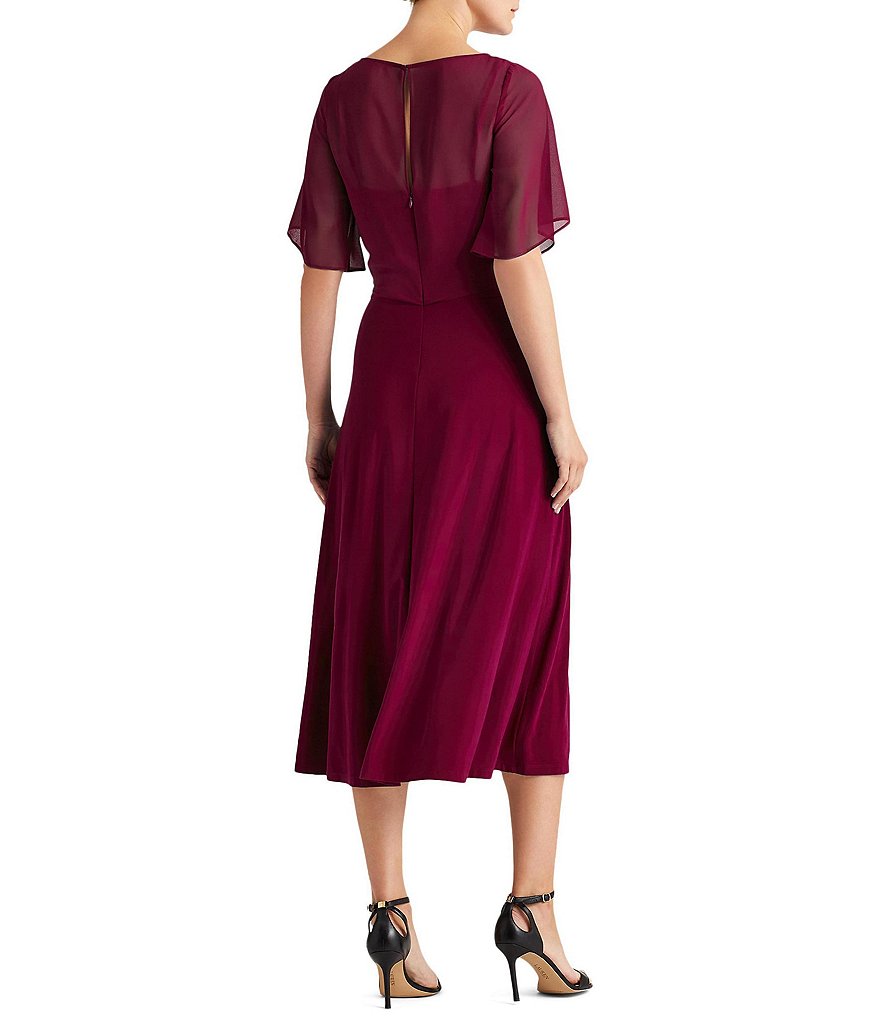 Tommy Hilfiger Paisley Chiffon Smocked Sleeveless Mock-Neck Midi A-Line Dress