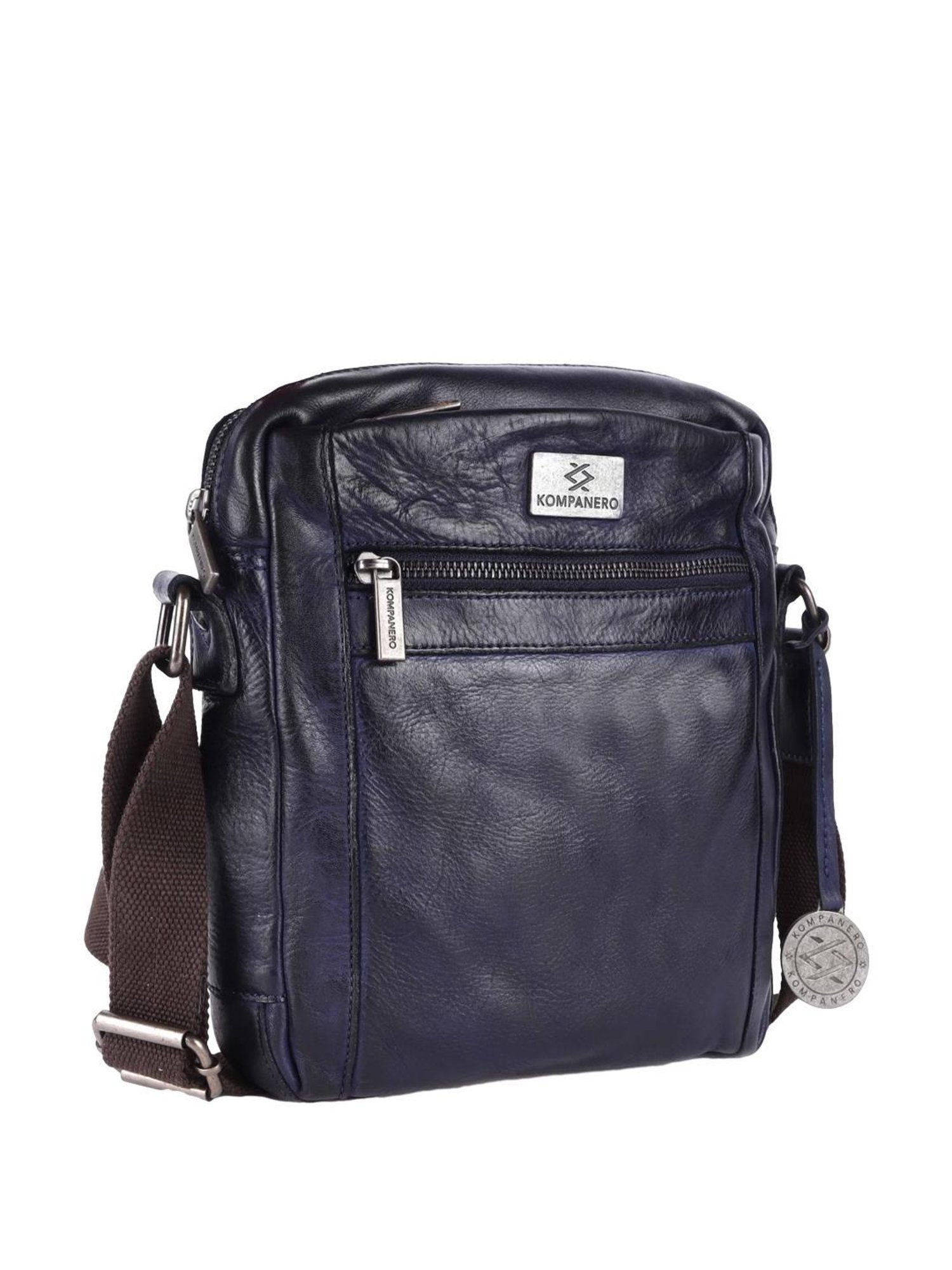 KOMPANERO Aaron Blue Solid Cross Body Bag