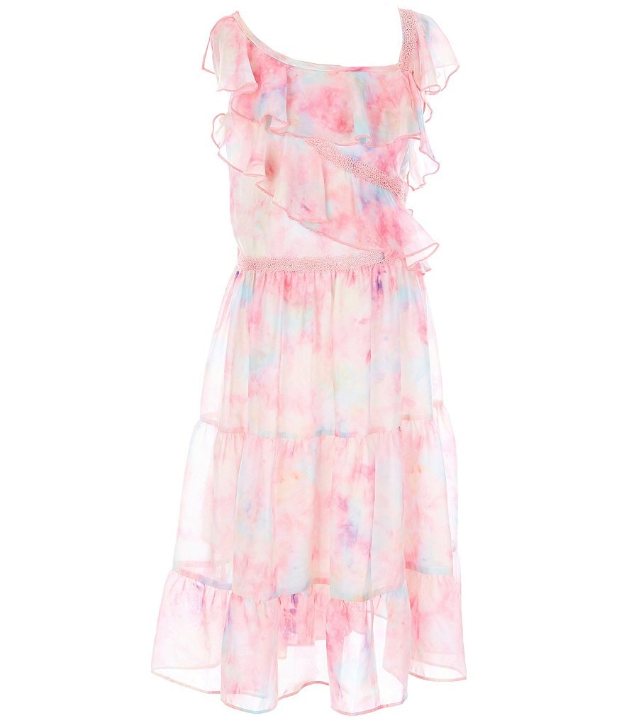 Bonnie Jean Big Girls 7-16 Tie-Dye Chiffon Tiered Maxi Dress