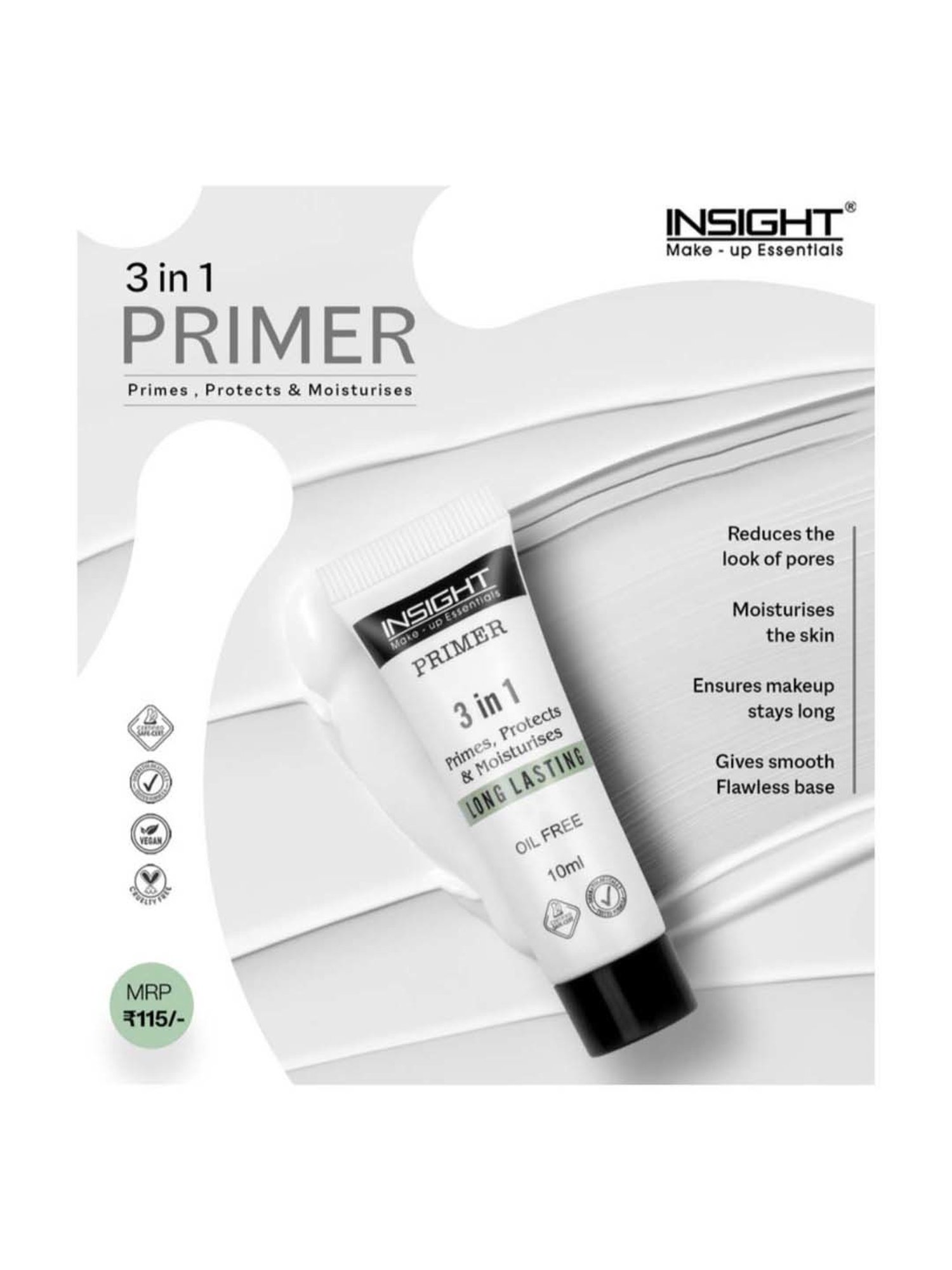 Insight Cosmetics 3 in1 Long Lasting Primer Transparent - 10 ml