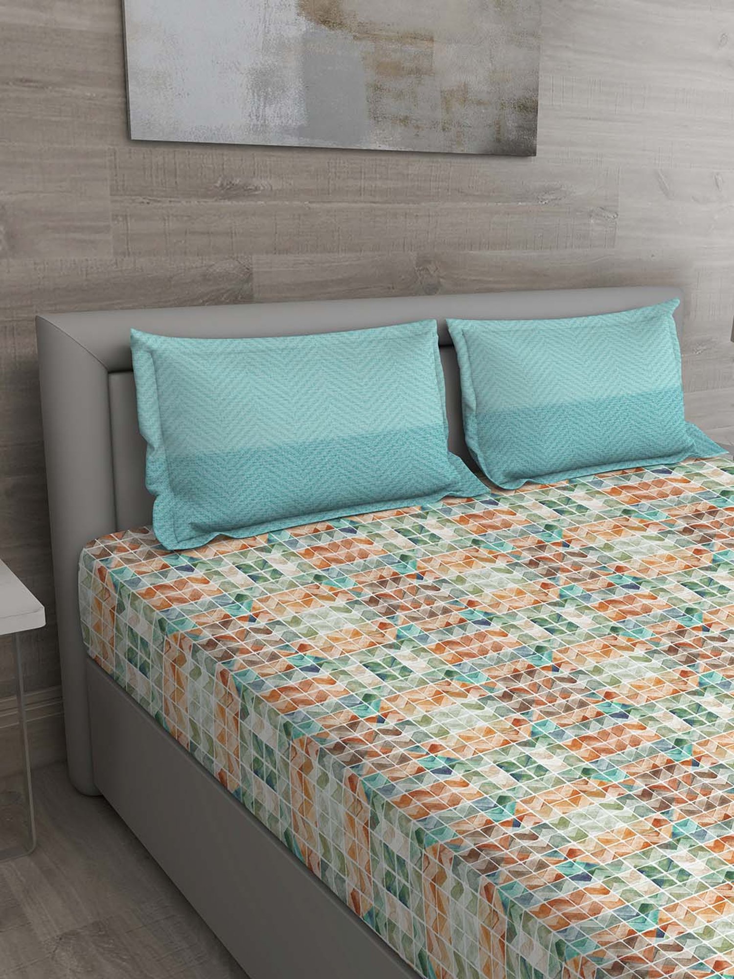 GM Multicolor 100% Cotton 150 TC Queen Bedsheet Set