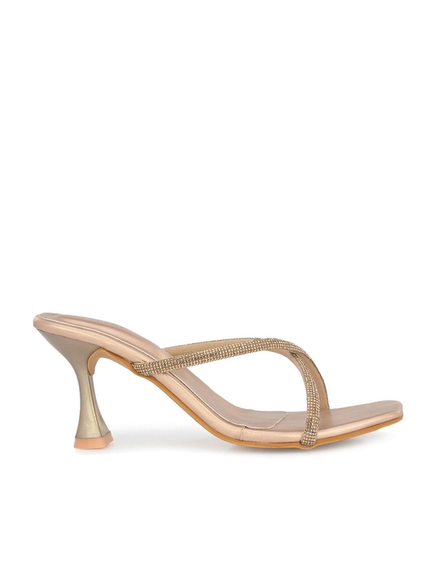 Clog London Women's Rose Gold Cross Strap Stilettos