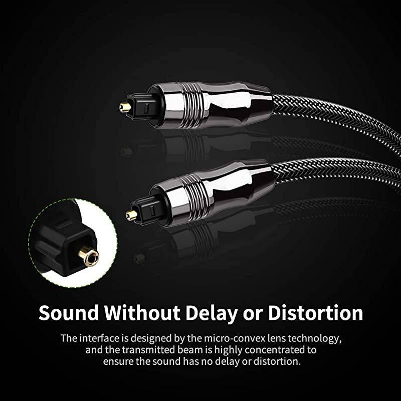 Digital Optical Audio Cable 6ft Toslink Fiber Optic Male to Male Cable for Home Theater Sound Bar TV PS4 Xbox