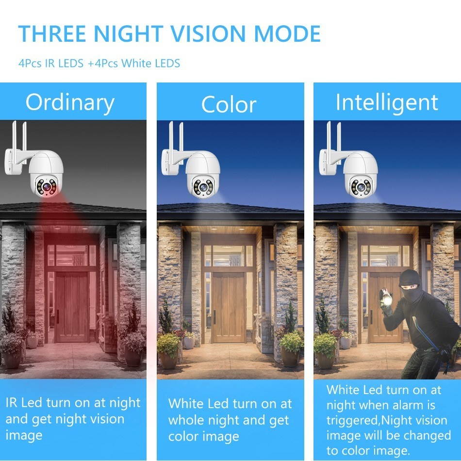 1080P Outdoor PTZ Security Camera 2MP Outdoor Waterproof WiFi Surveillance Camera with Night Vision Two Way