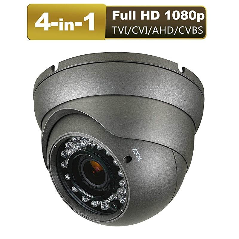 Dome Camera 4 in 1 TVIAHDCVICVBS CCTV Analog Camera 2812mm Motorized Security Camera 3 pcs Array IR LEDs 100ft Night Vision IP66 Grey