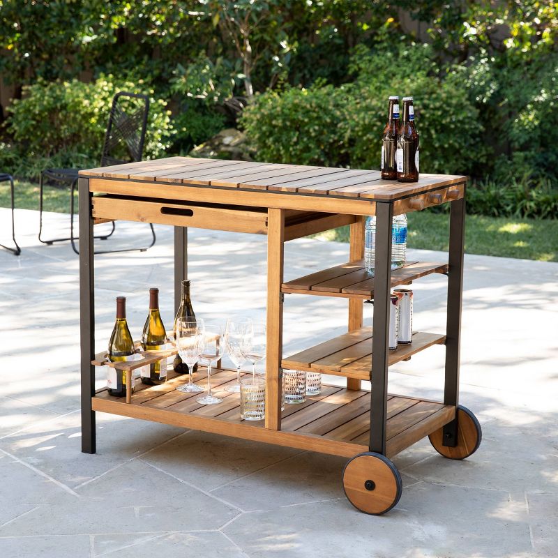 Slat Top Serving Cart - Gray - Apollo Outdoor