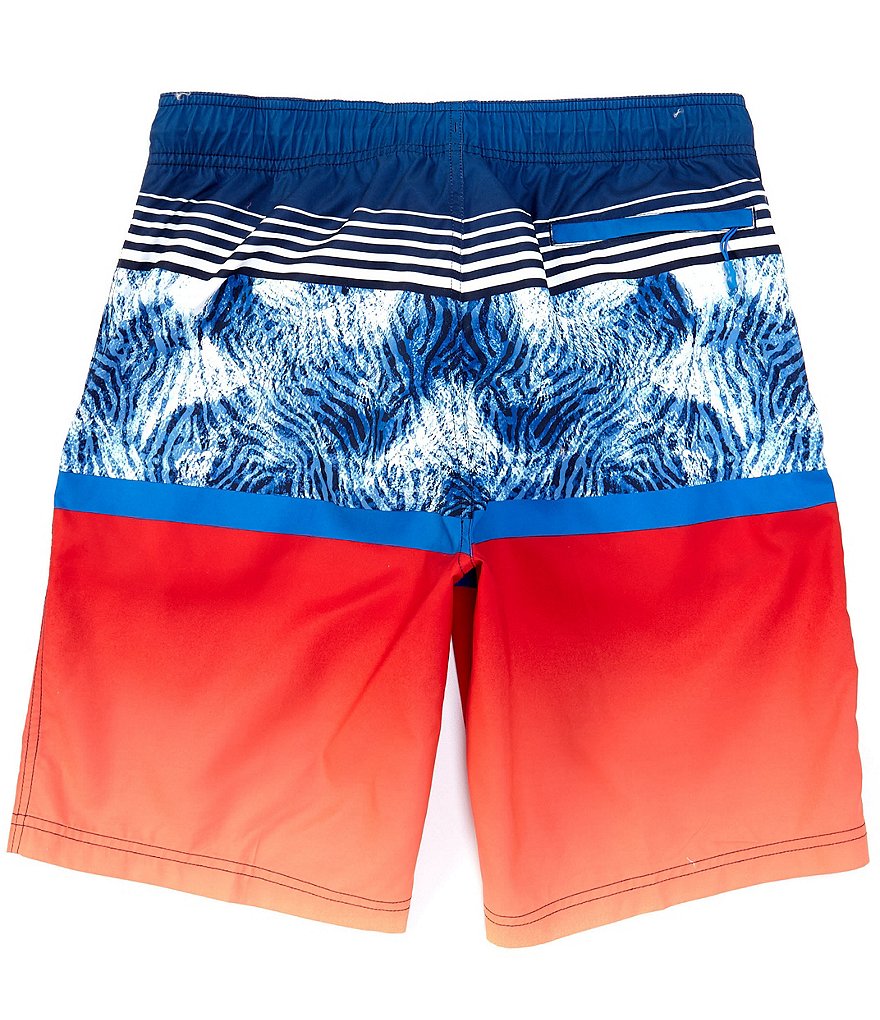 Roundtree & Yorke Big & Tall Abstract Zebra Stripe 10#double; and 12#double; Inseam Swim Trunks