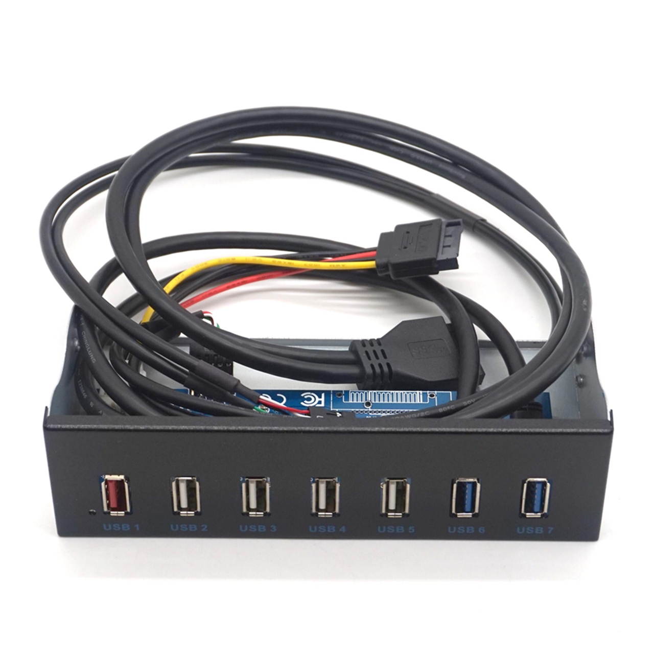 Plugadget 7 Ports USB 3.0 Hub 5Gbs 5.25" CD-ROM Drive Bay Front Panel for Computer Case USB 2.0 HUB 1.2 Rapid Charging Bracket