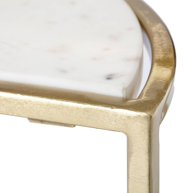 Set of 2 Kingston Nesting Side Tables White/Gold - Adore Decor