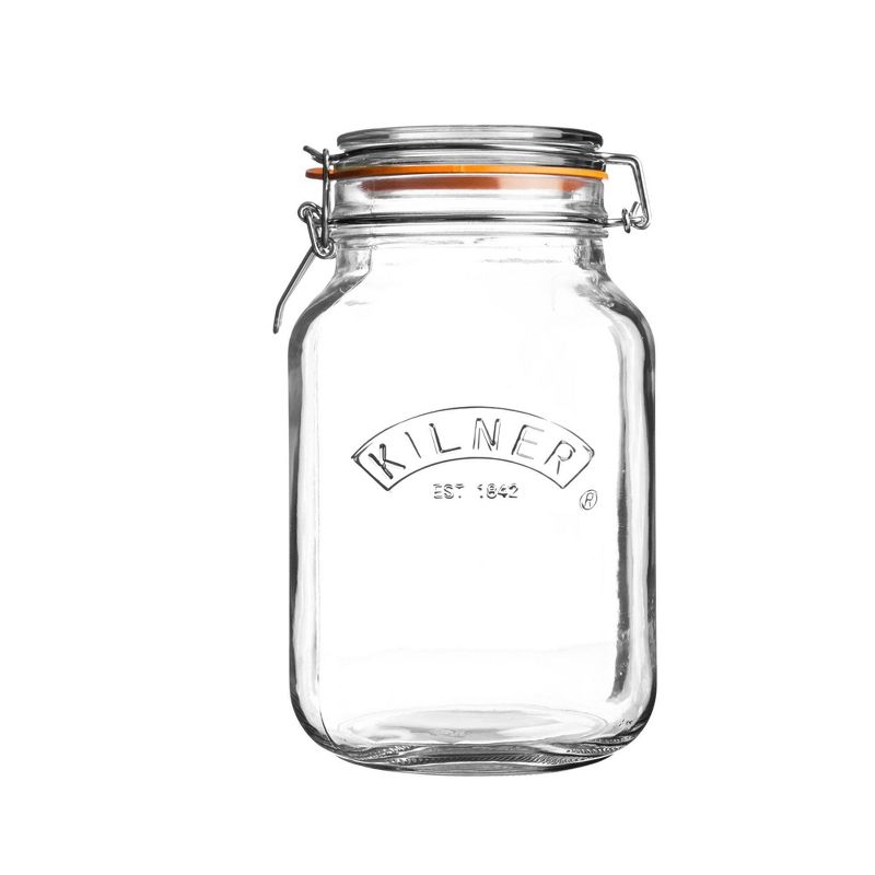 Grant Howard 51091 102 Ounce Classic Wide Mouthed Embossed Glass Mason Storage Jar Storage Container with Airtight Screw On Closing Lid