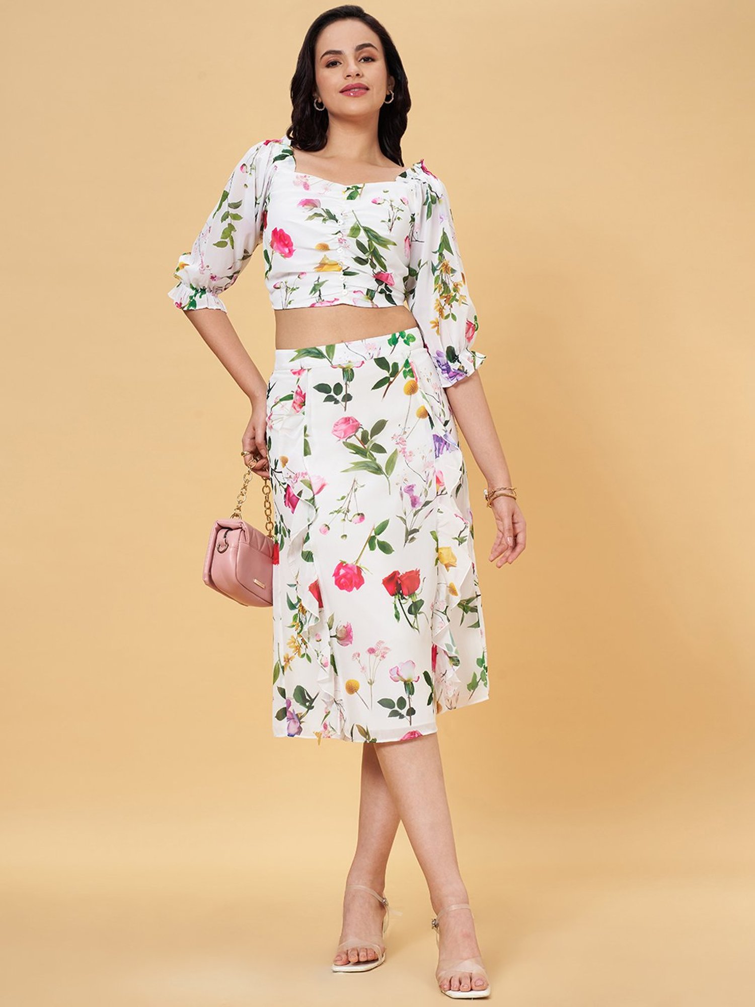 Honey by Pantaloons White Printed A-Line Skirt