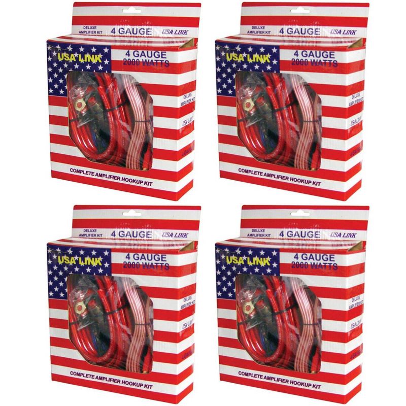 QPOWER 4 Gauge 2000W Car Amplifier Amp Complete Wiring Installation Kit (4 Pack)