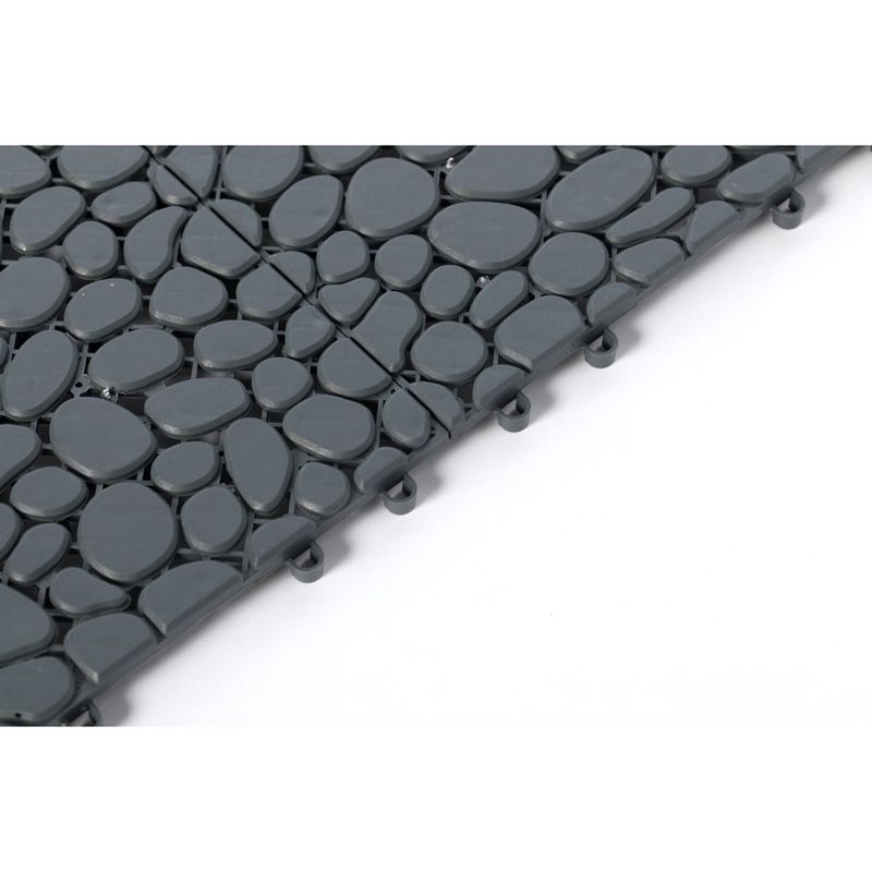 Gardenised Interlocking Cobbled Stone Look Garden Pathway Tiles, Decorative Floor Grass Pavers Anti- Slip Mat, 5 pack  