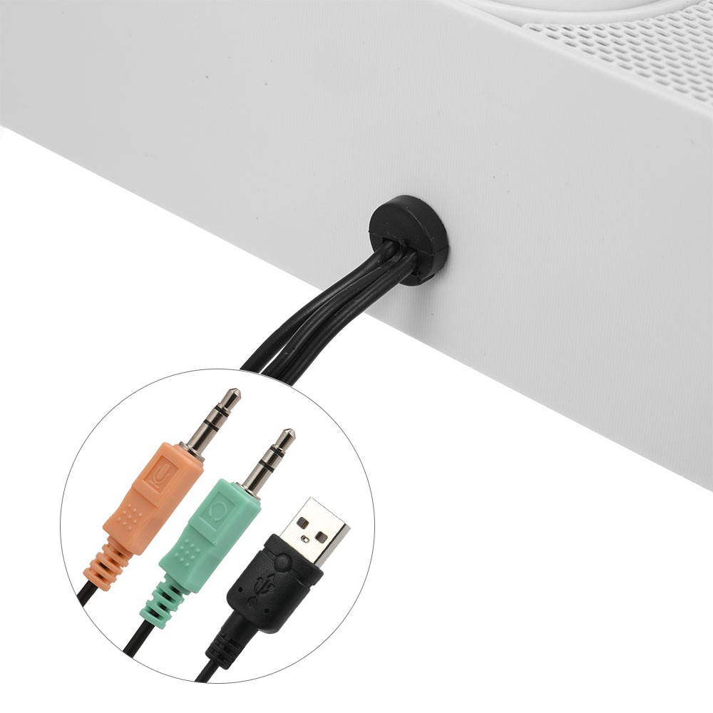 SADA V-198 USB Powered Sound Bar Computer Speakers with LED Lights 3.5mm Audio Mic Plug Wired Soundbar Speaker for PC Cellphone Tablets Desktop Laptop