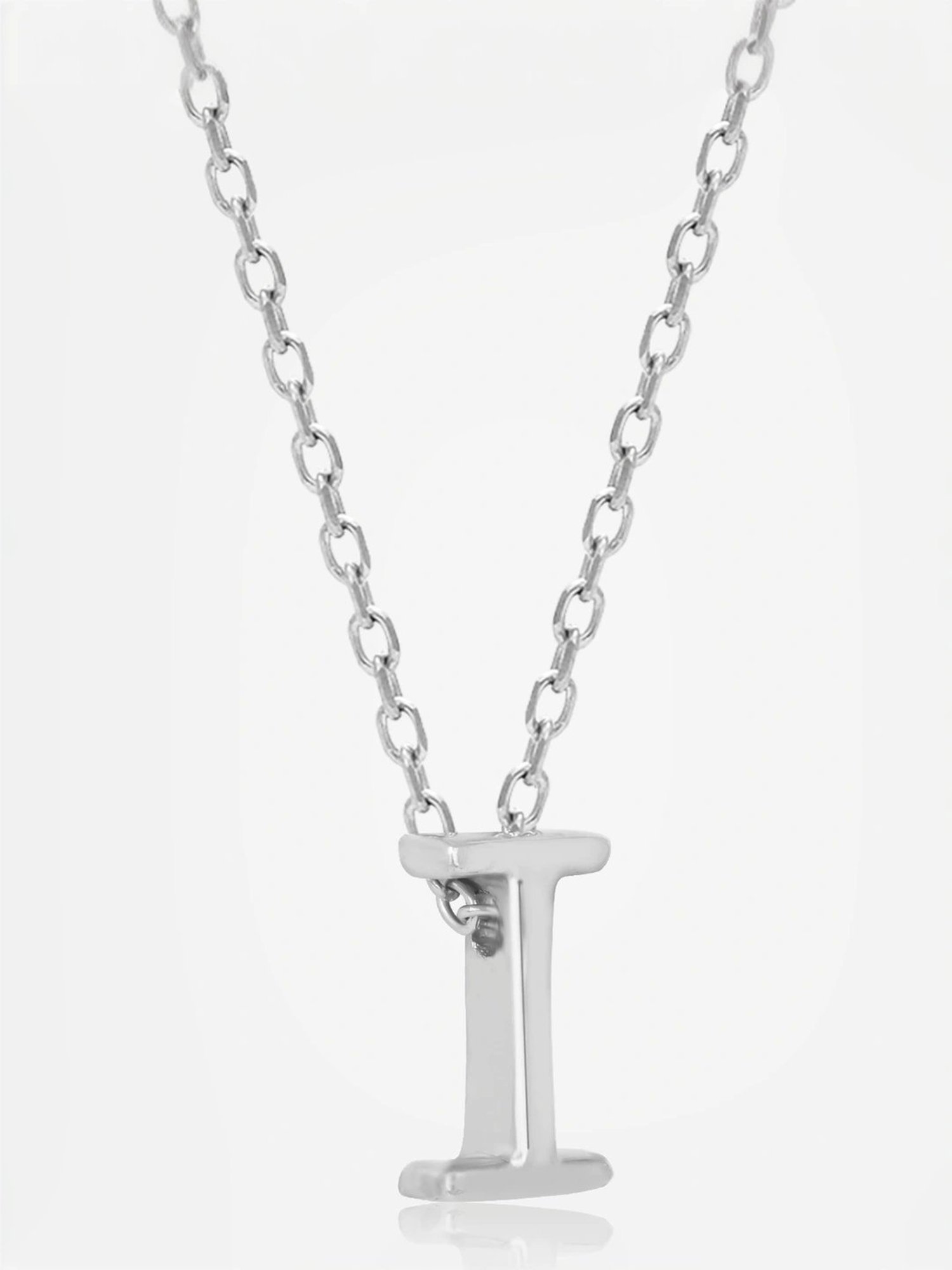 Touch925 Sterling Silver Infinite I Initial Chain Pendant
