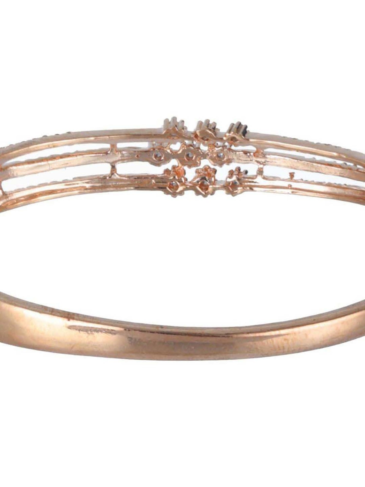 Jazz & Sizzle Rose Gold & Silver-Toned Brass AD Rose Gold-Plated Bangle-Style Bracelet for Women