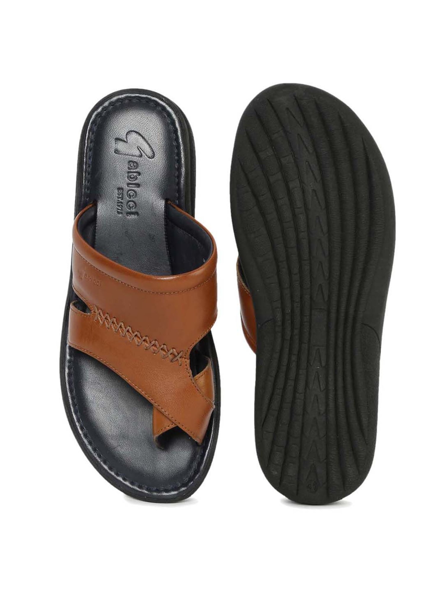 Gabicci Men's Rich Tan Cross Strap Sandals