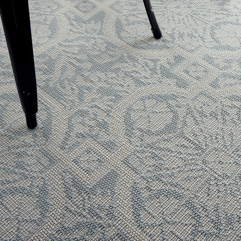 4'3"x6'3" Rectangle Indoor and Outdoor Geometric Area Rug Blue - Nourison