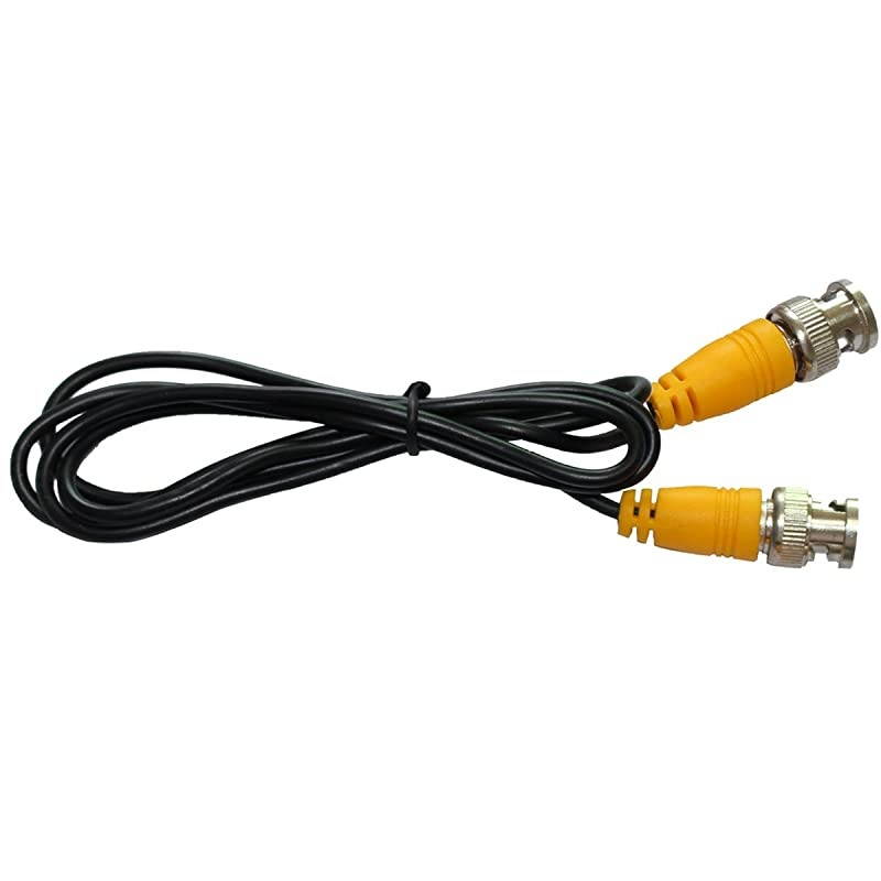 6Pack Black 1m 33ft BNC Male to BNC Male Jumper Cable with Yellow Connector for CCTV DVR to TV System