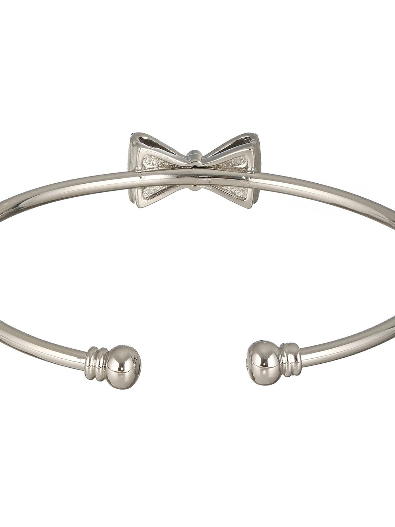 Prita by Priyaasi Studded Bow Silver-Plated Cuff Bracelet