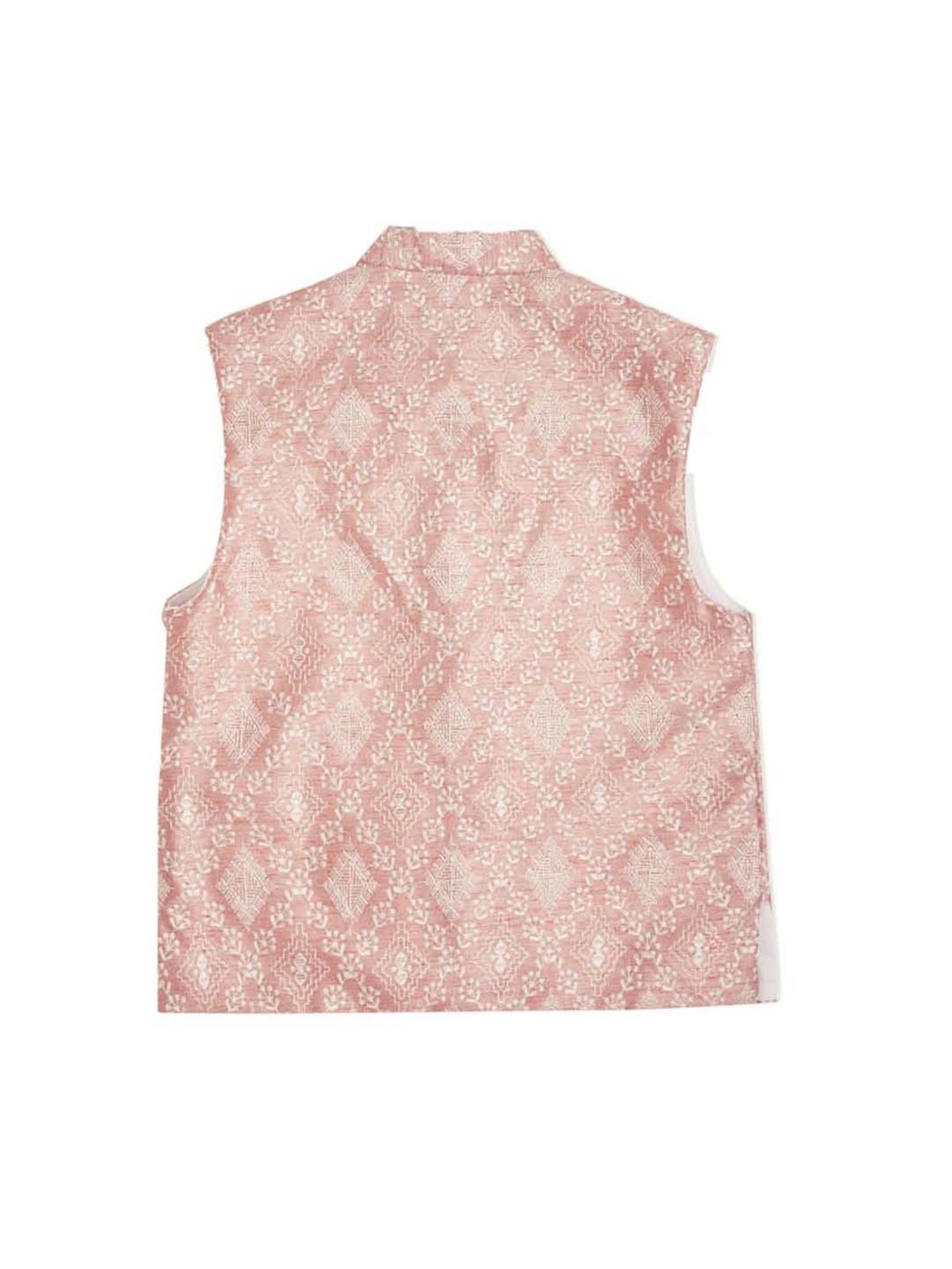 Cavio Kids Pink Cotton Embroidered Full Sleeves Kurta Set