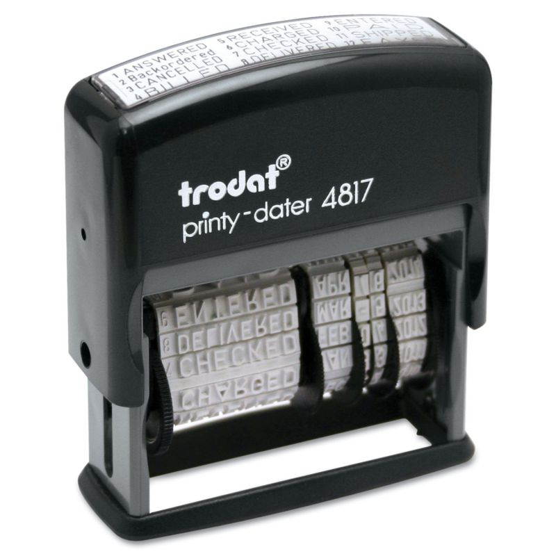 Us Stamp E4817 Trodat Economy 12-Message Stamp, Dater, Self-Inking, 2 x 3/8, Black