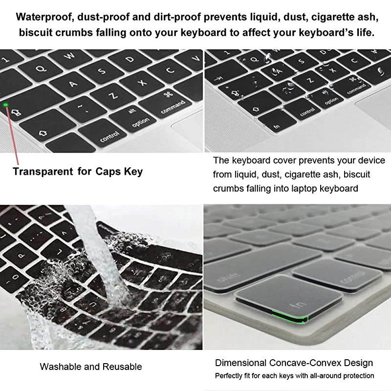 Premium Keyboard Cover Ultra Thin Silicone Keyboard Protective Skin for 2018 2019 MacBook Air 13 133Inch with Touch ID A1932 US Layout NOT FIT for 2020 Version Black