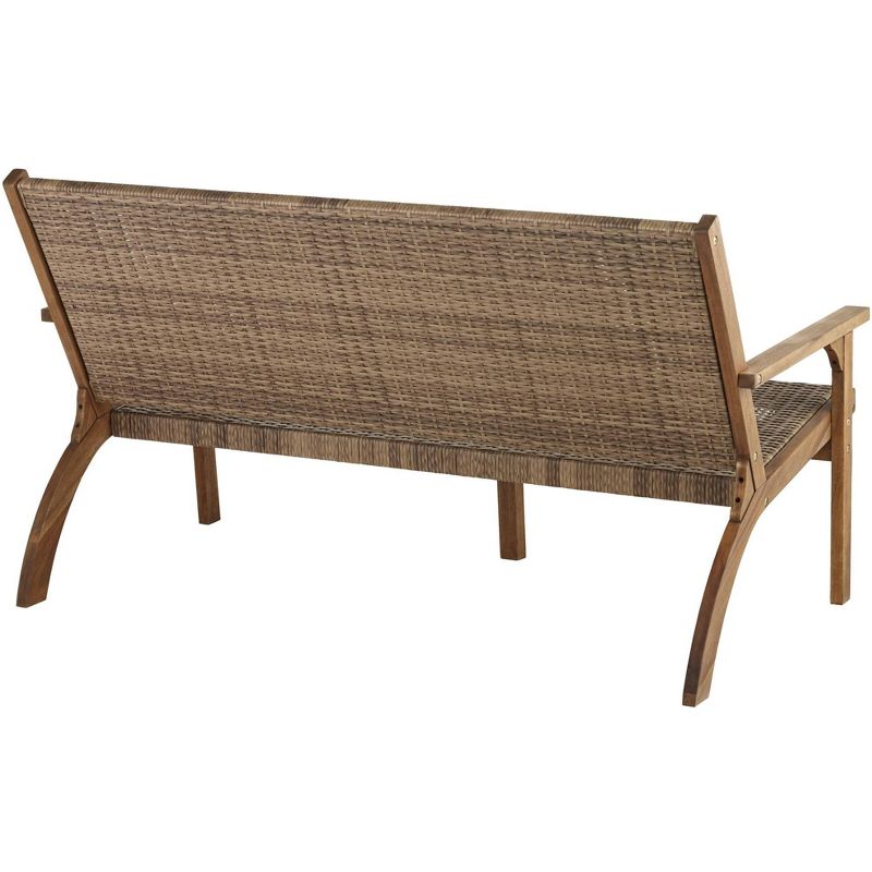 Sunnydaze Outdoor Meranti Wood with Teak Oil Finish Wooden Garden Planter Box Bench Seat - 68" - Brown