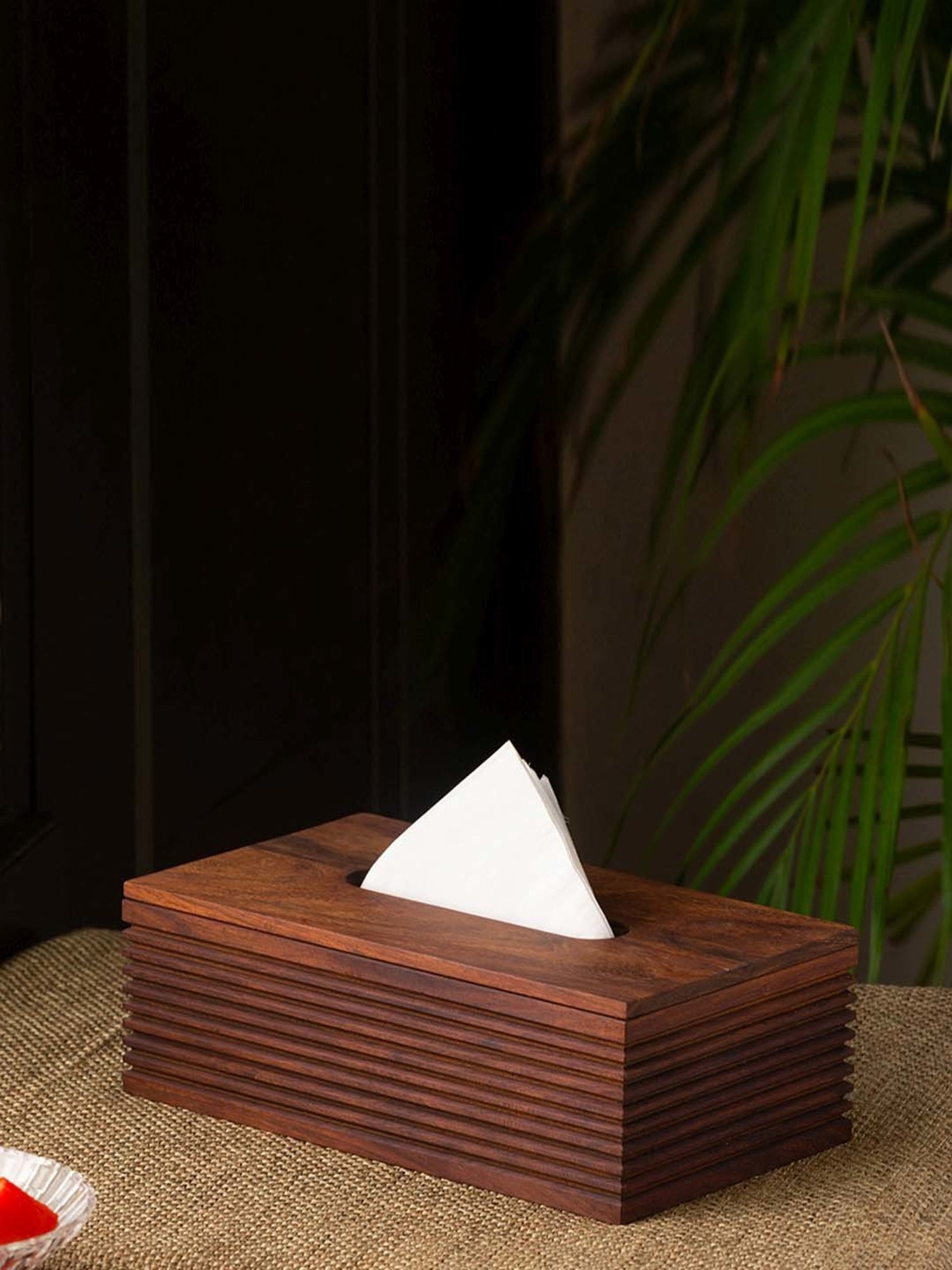 ExclusiveLane The Dancing Peacock Brown Sheesham Wood Napkin Holder - Set of 1