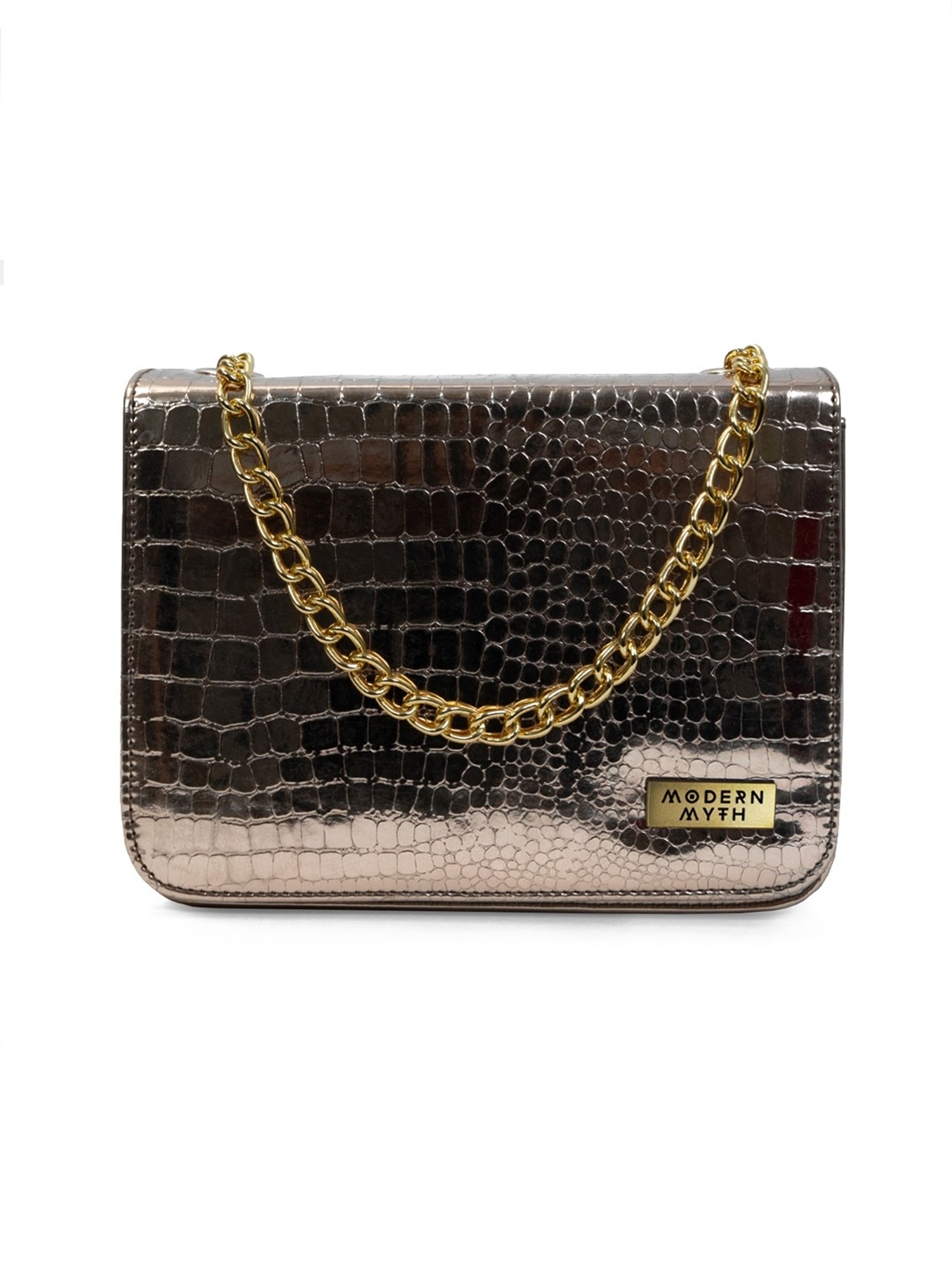 Modern Myth Golden Textured Medium Cross Body Bag
